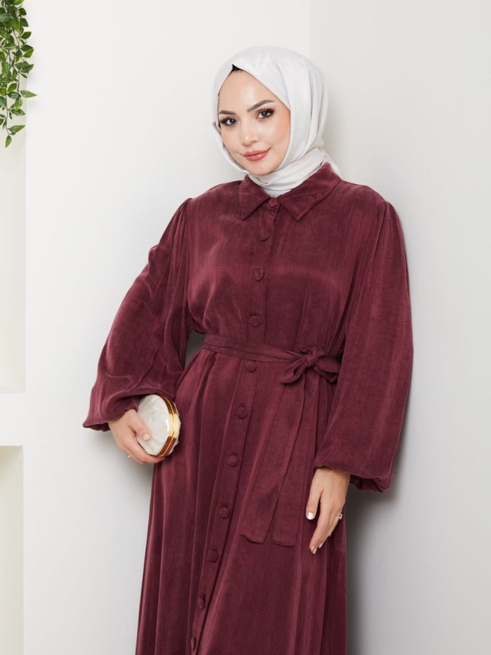 Pleated Flounce Sleeves Abaya - Image 2