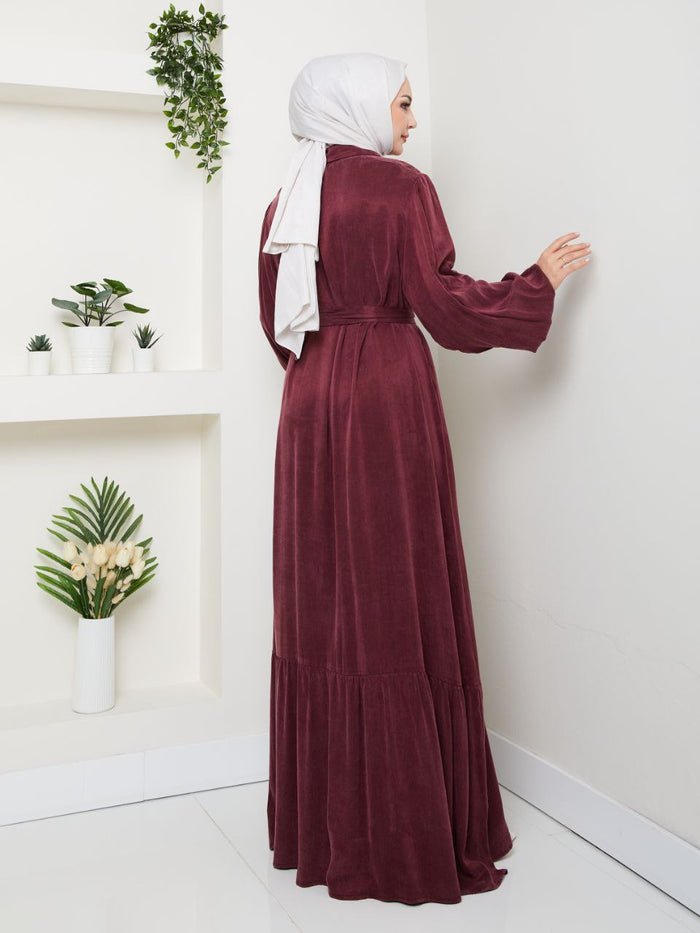 Pleated Flounce Sleeves Abaya - Image 3
