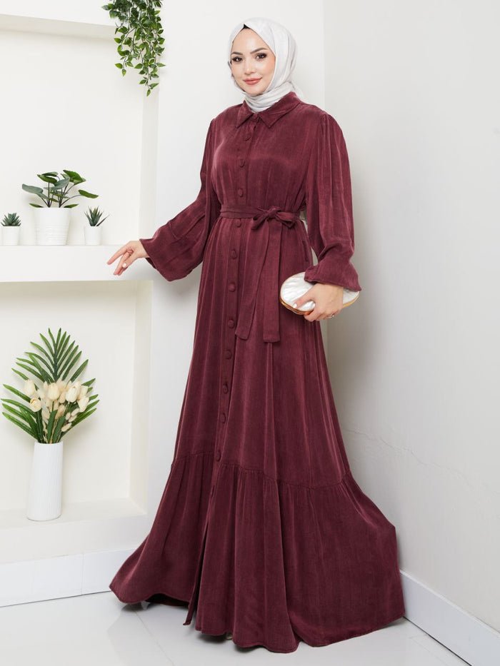 Pleated Flounce Sleeves Abaya