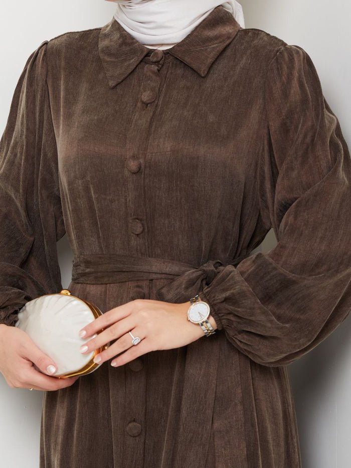 Pleated Flounce Sleeves Abaya - Image 2
