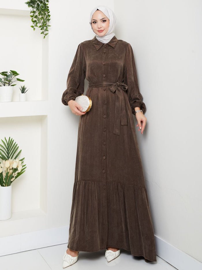 Pleated Flounce Sleeves Abaya