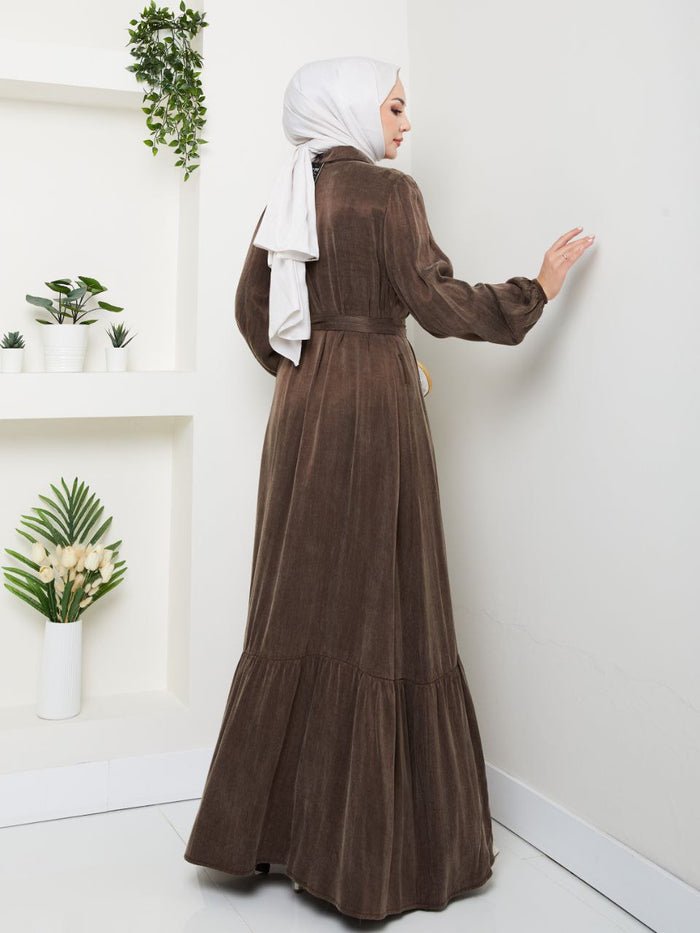 Pleated Flounce Sleeves Abaya - Image 3